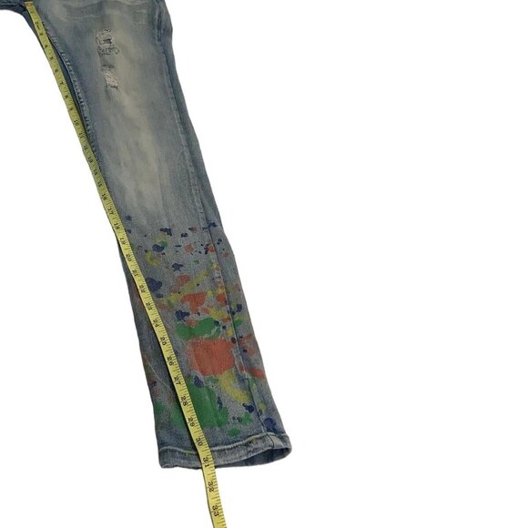 Evolution In Design Distressed Paint Splatter Skinny Denim Jeans Mens Size 30x31 - Picture 4 of 12